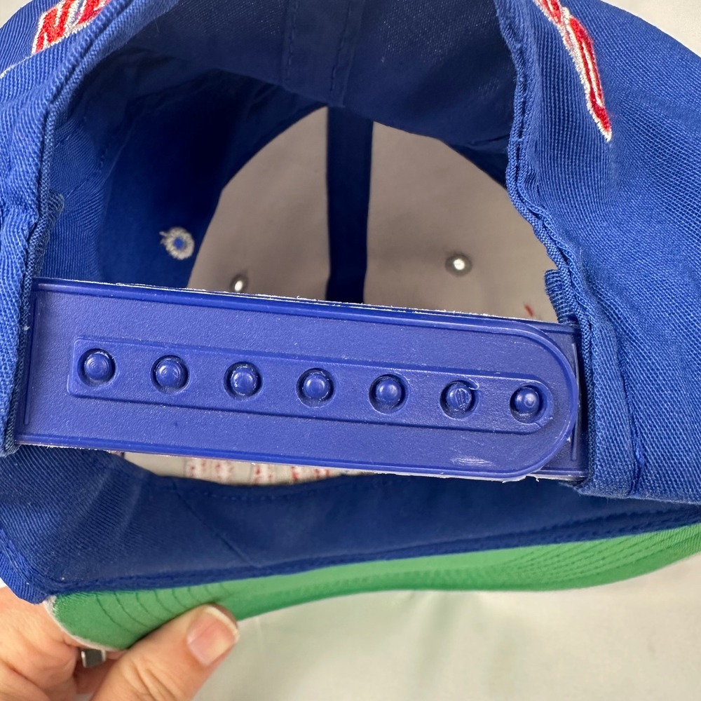 Vintage 90's New England Patriots Hat Blue Grey Snapback NFL Cap Green Underbrim - Picture 10 of 10
